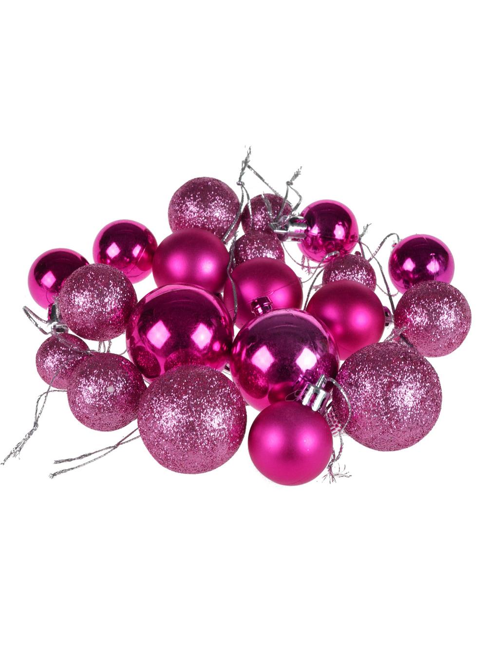 Komplet bombek dekorowanych - mix rozmiarów malinowy