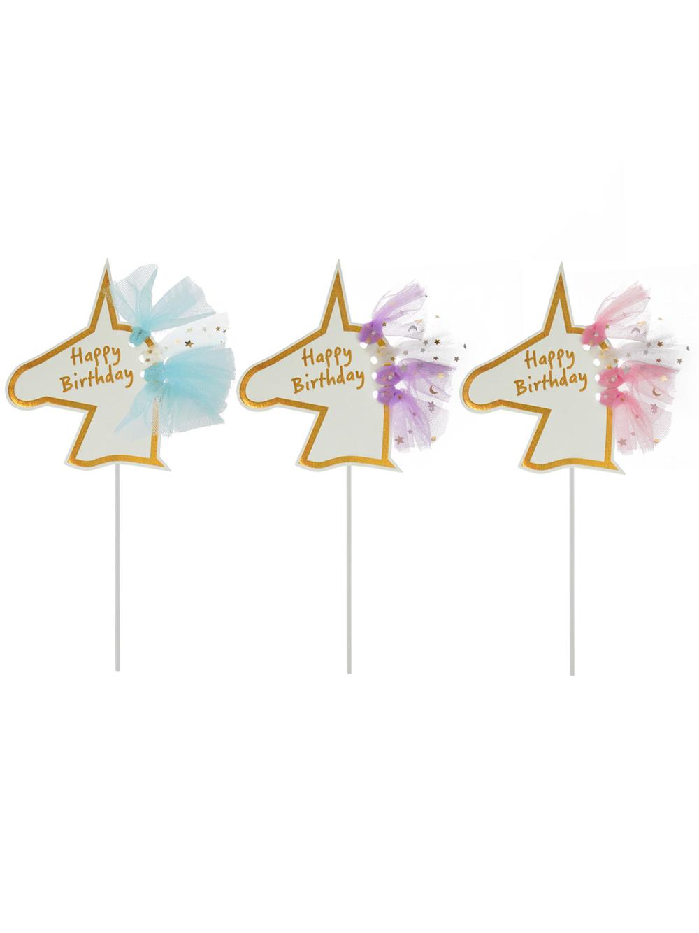 Dekoracja tortu - Jednorożec z grzywą (5 szt.)