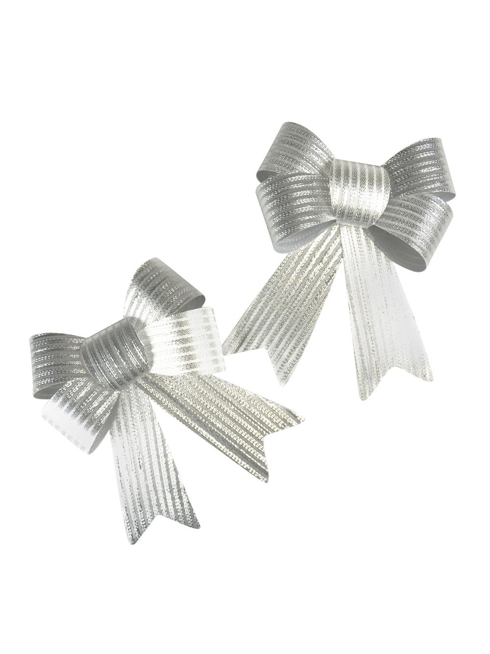 Zestaw kokard dekoracyjnych - prążki (2 szt.) srebrnych