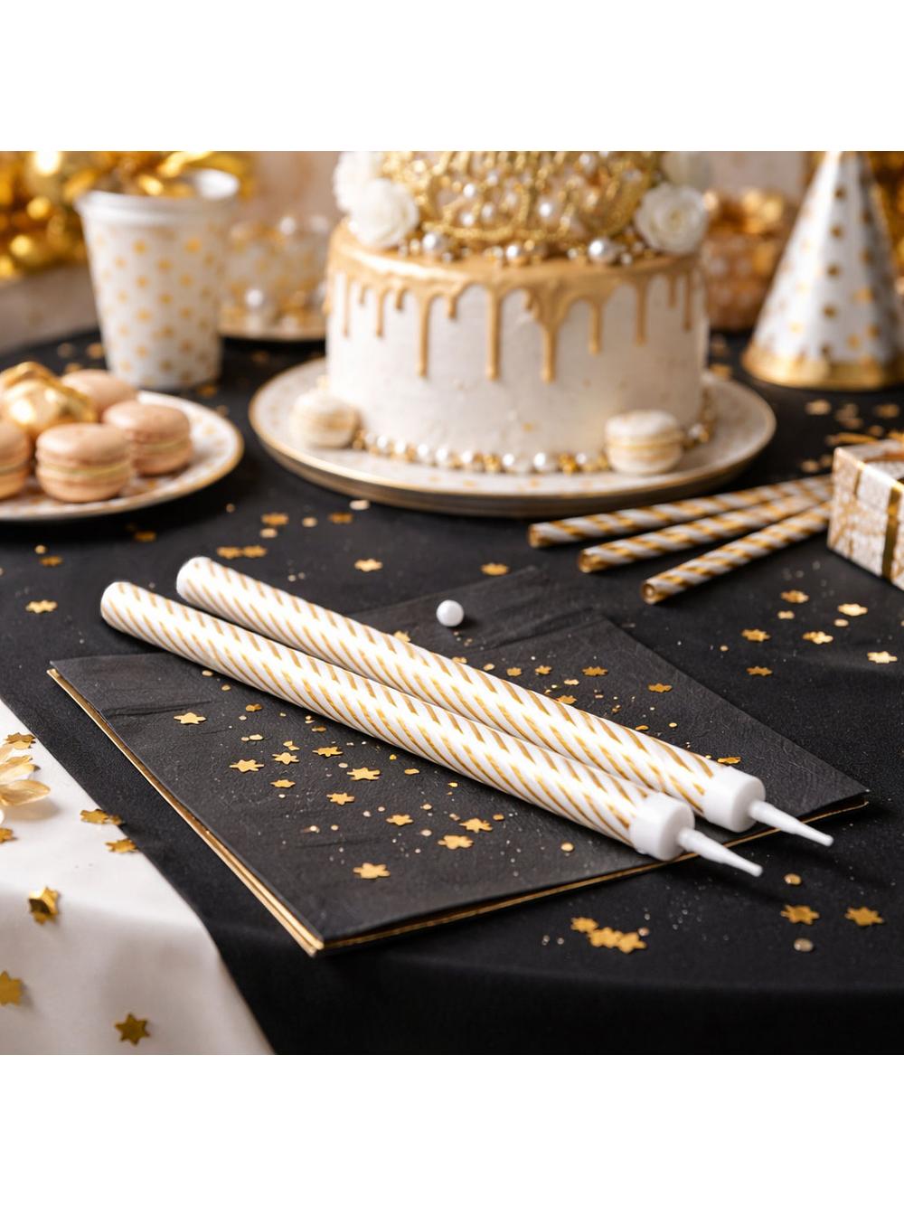 Fontanna party 26 cm - złote paski