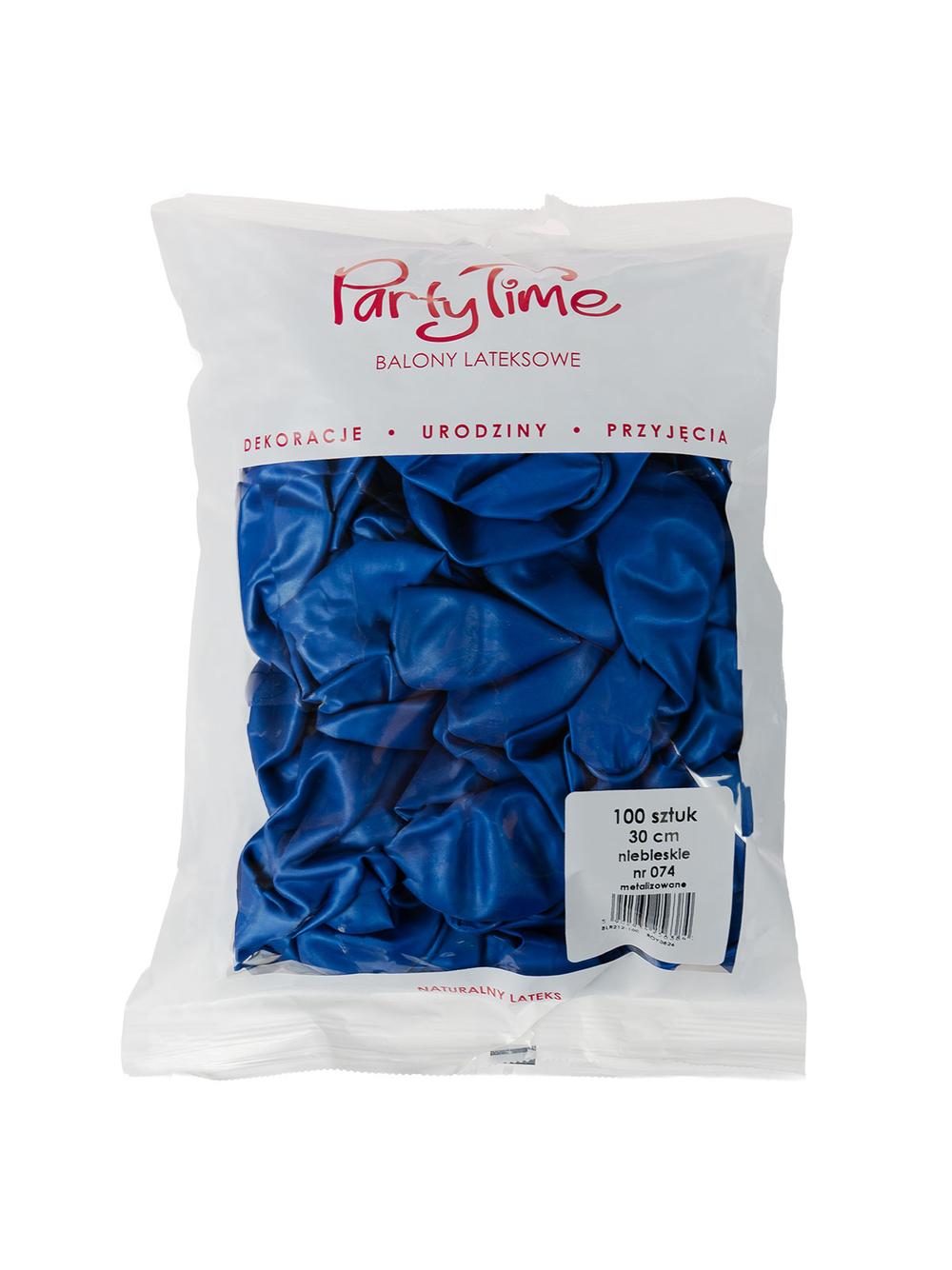 Balony metalizowane 12" niebieskie nr 074 (100 szt.)