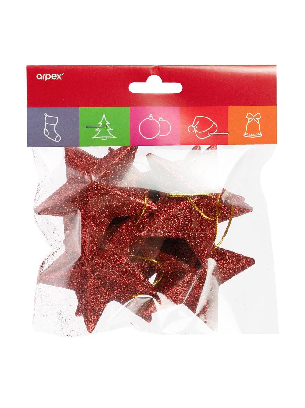 Gwiazdki brokat czerwone (6 szt.)