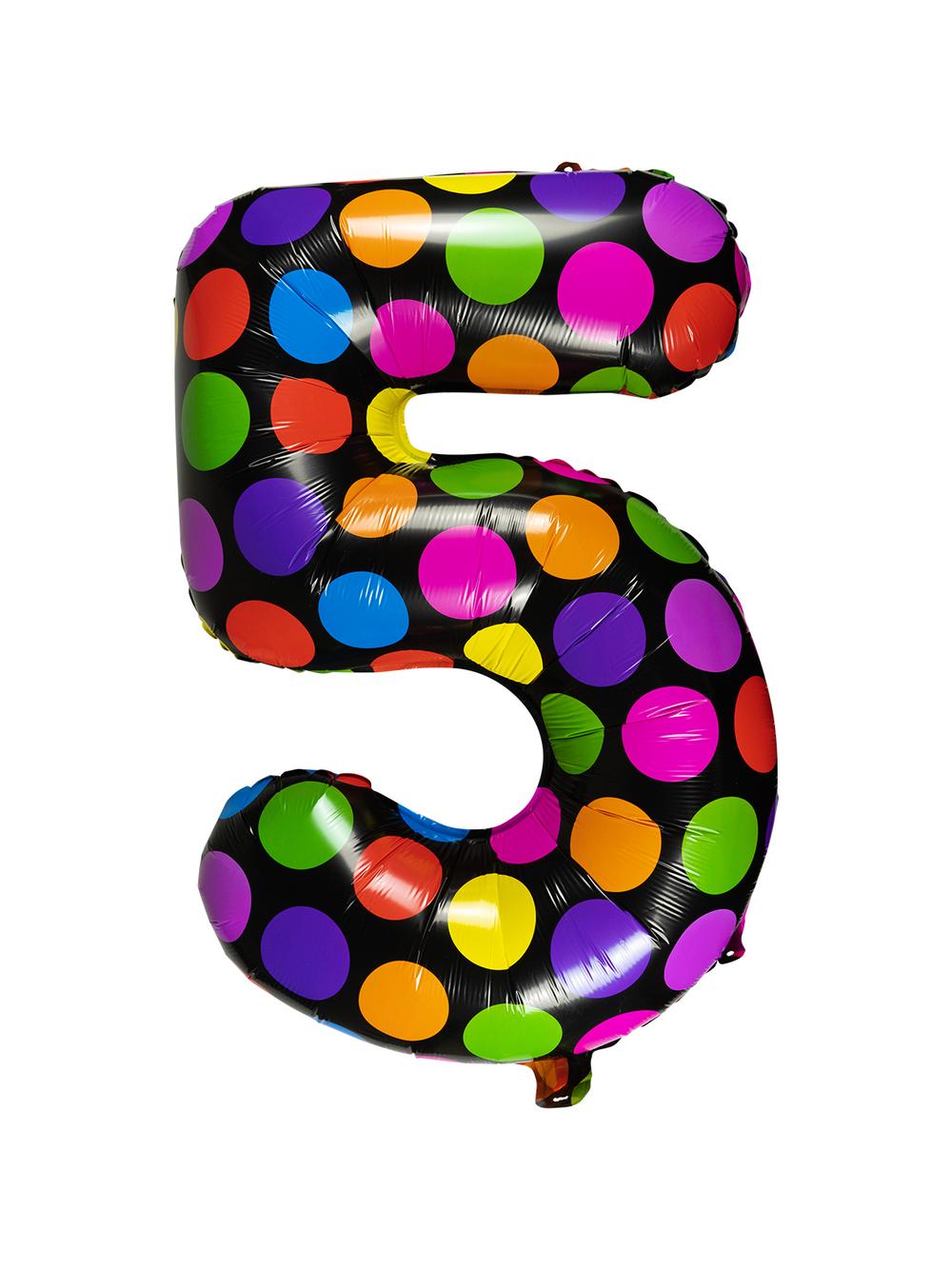 Balon foliowy cyferka w kropki nr 5