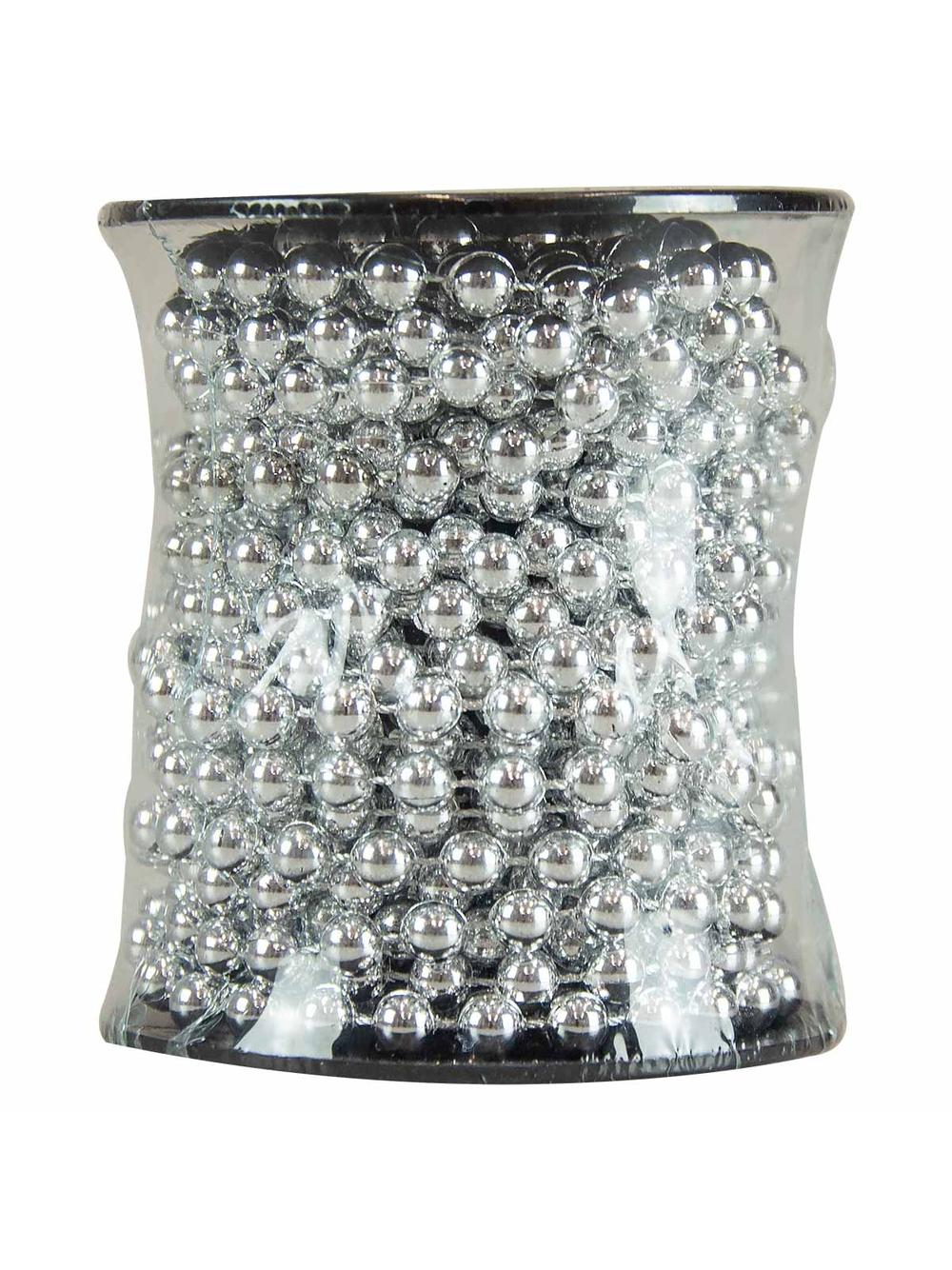 Łańcuch z koralami na szpuli srebrny