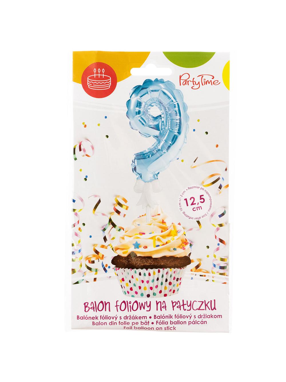 Balon foliowy na patyczku nr 9 niebieski