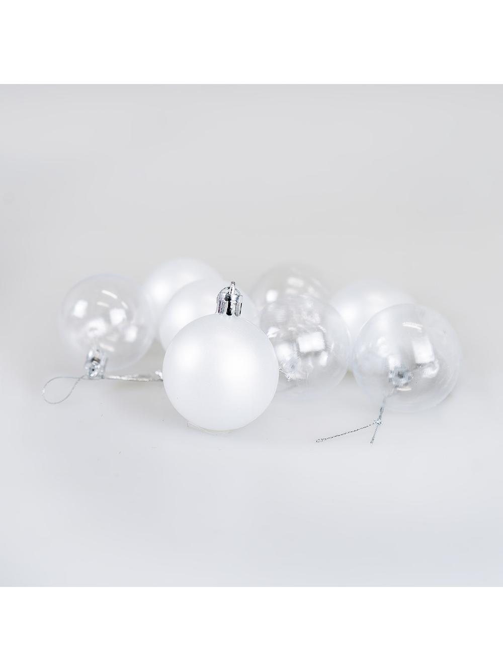 Zestaw bombek transparentnych (8 szt.) - perłowe