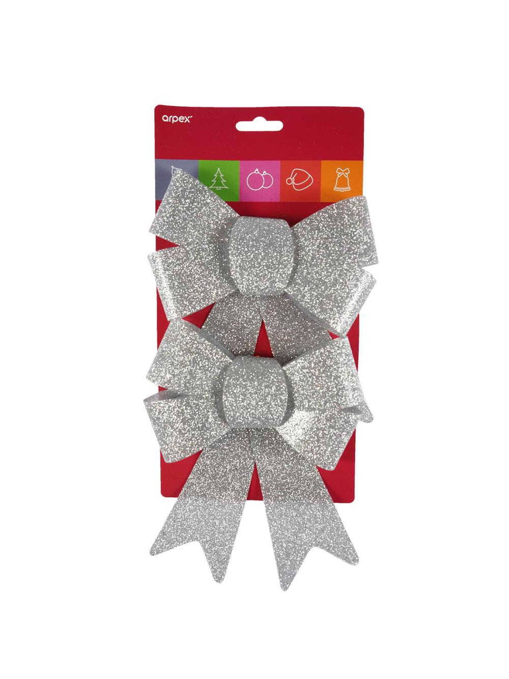 Zestaw kokard brokatowych (2 szt.) srebrnych