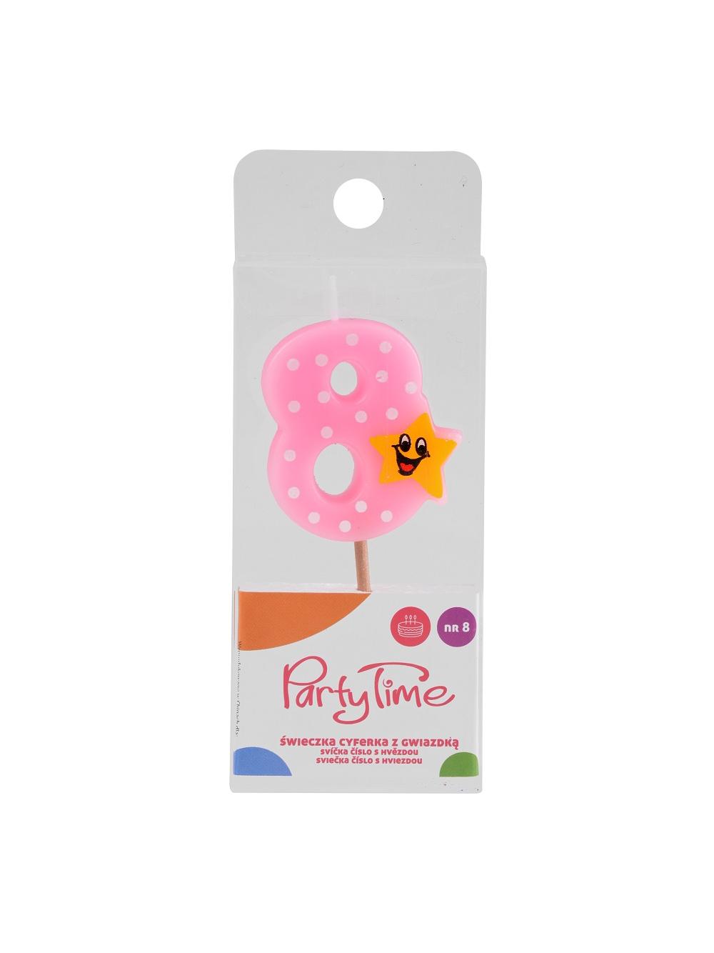 Świeczka cyferka z gwiazdką nr 8