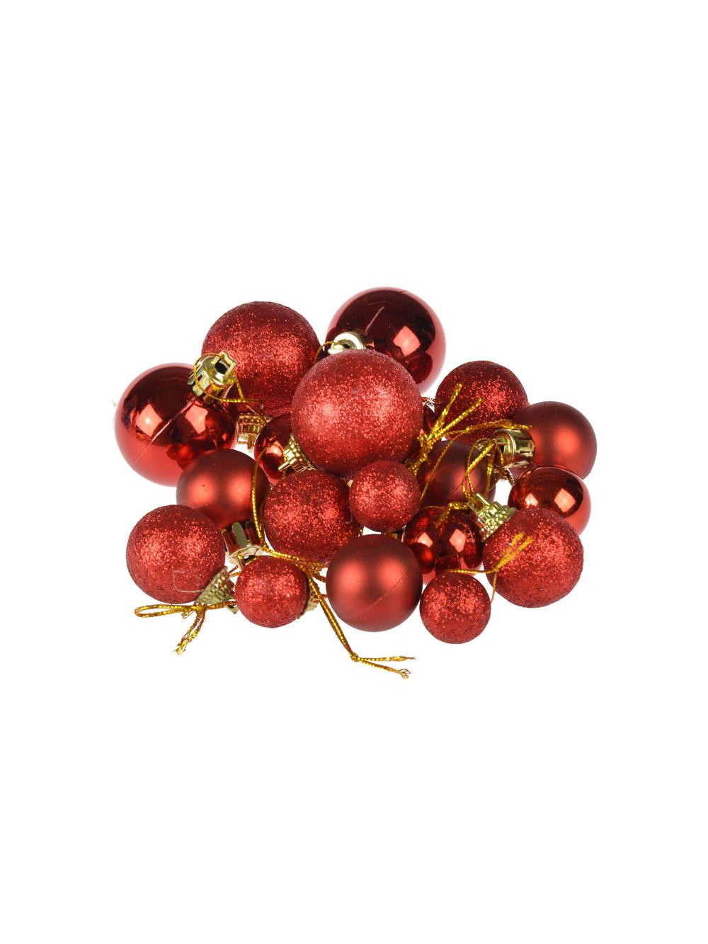 Komplet bombek dekorowanych - mix rozmiarów czerwony