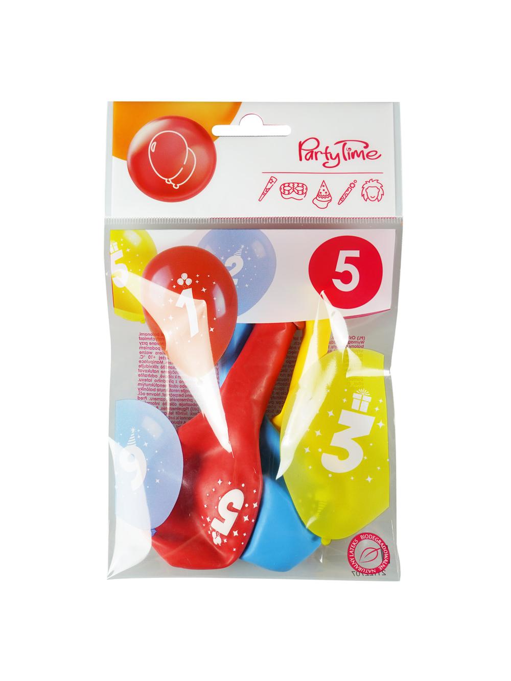 Balony z nadrukiem cyferki - 5 (3 szt.)