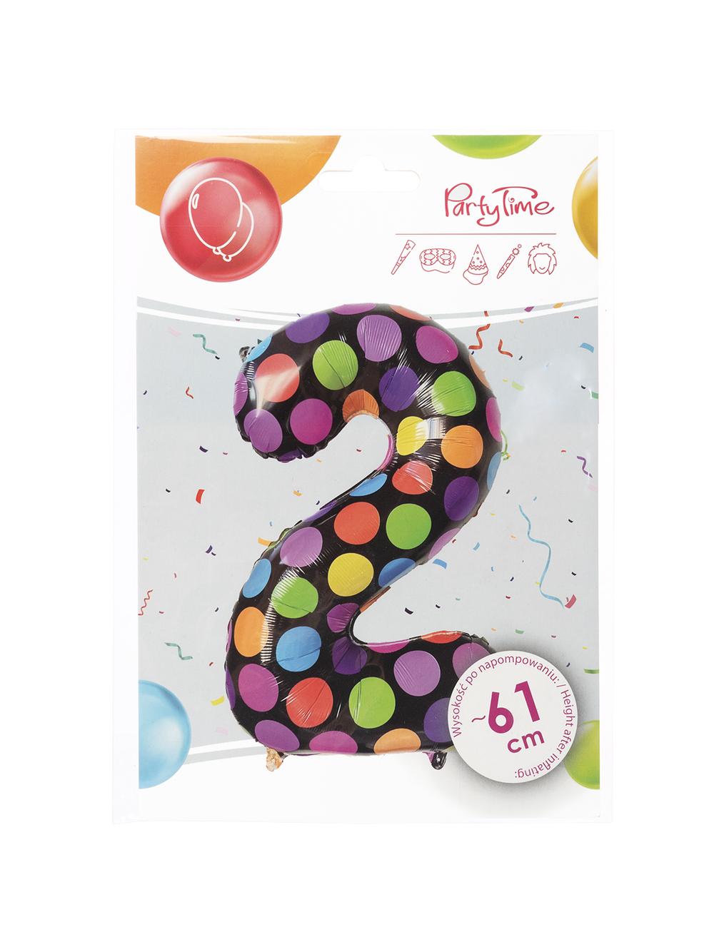 Balon foliowy cyferka w kropki nr 2