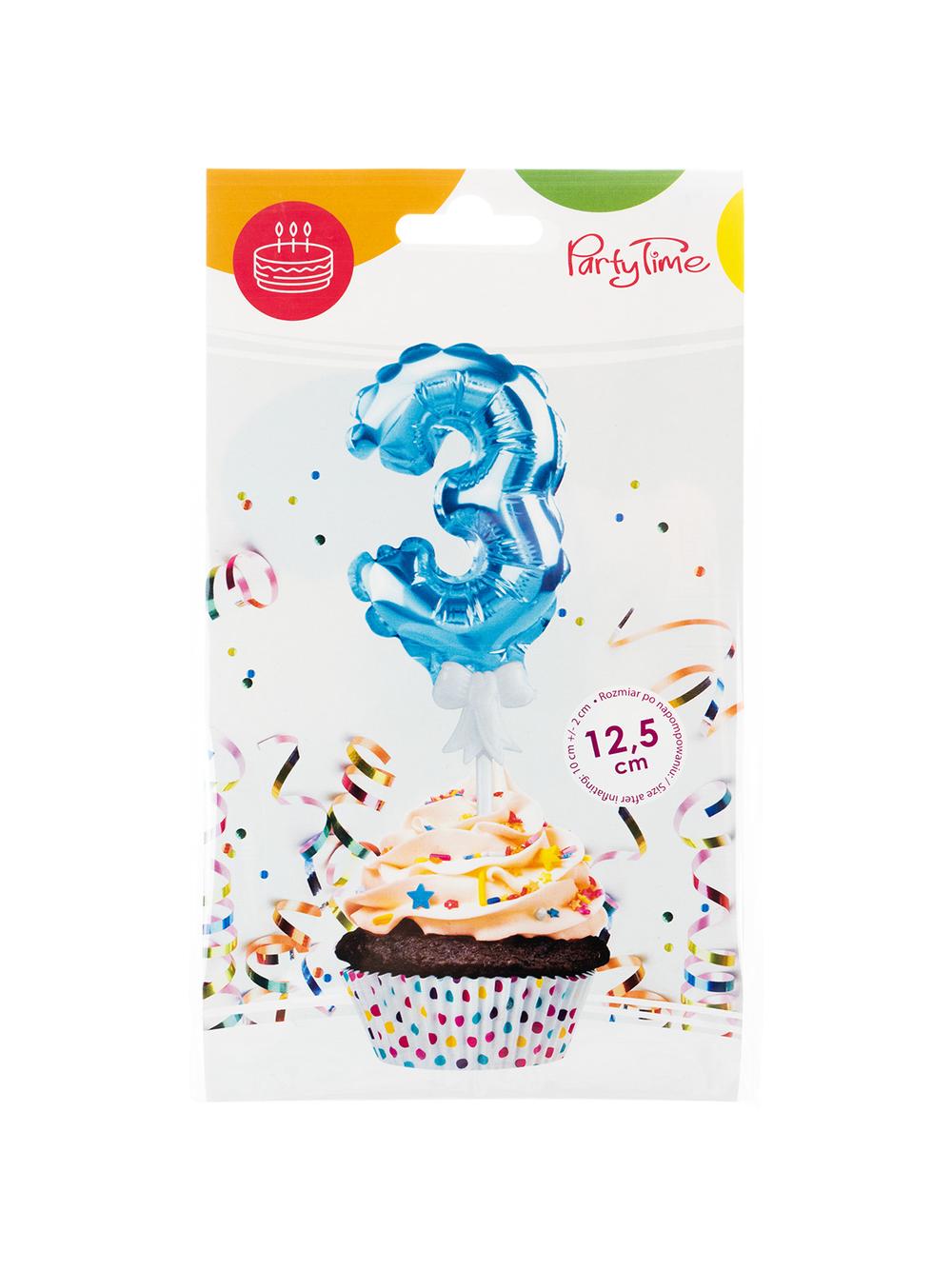 Balon foliowy na patyczku nr 3 niebieski