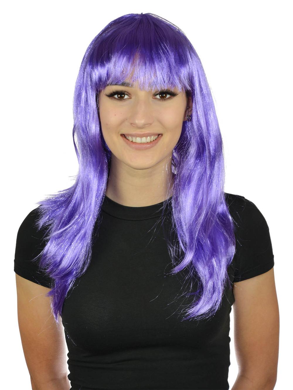 Peruka długowłosa fioletowa