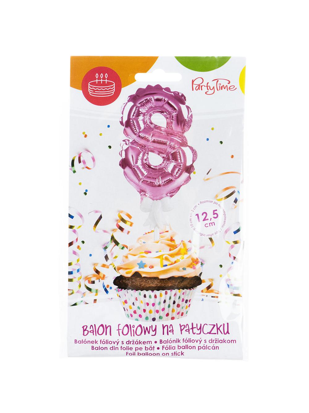 Balon foliowy na patyczku nr 8 różowy