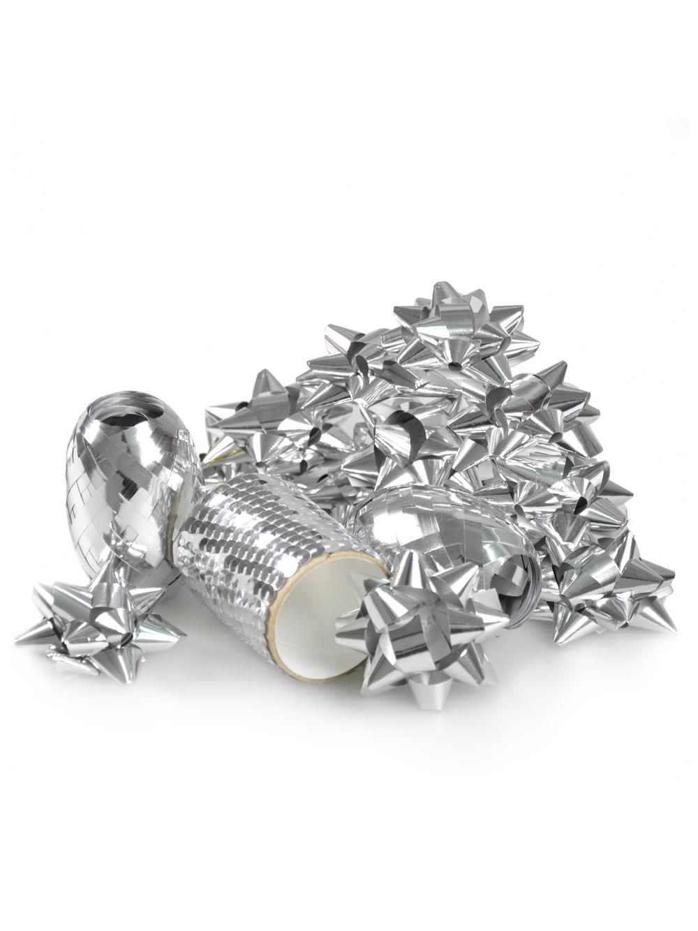 Zestaw do dekoracji prezentów srebrny