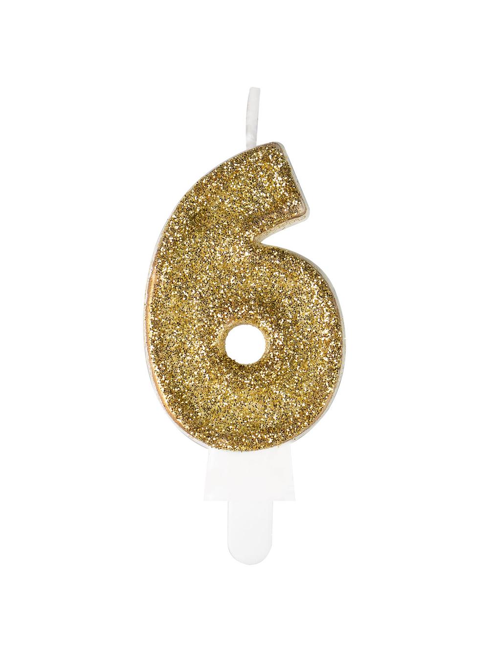 Świeczka cyferka z eko-brokatem nr 6