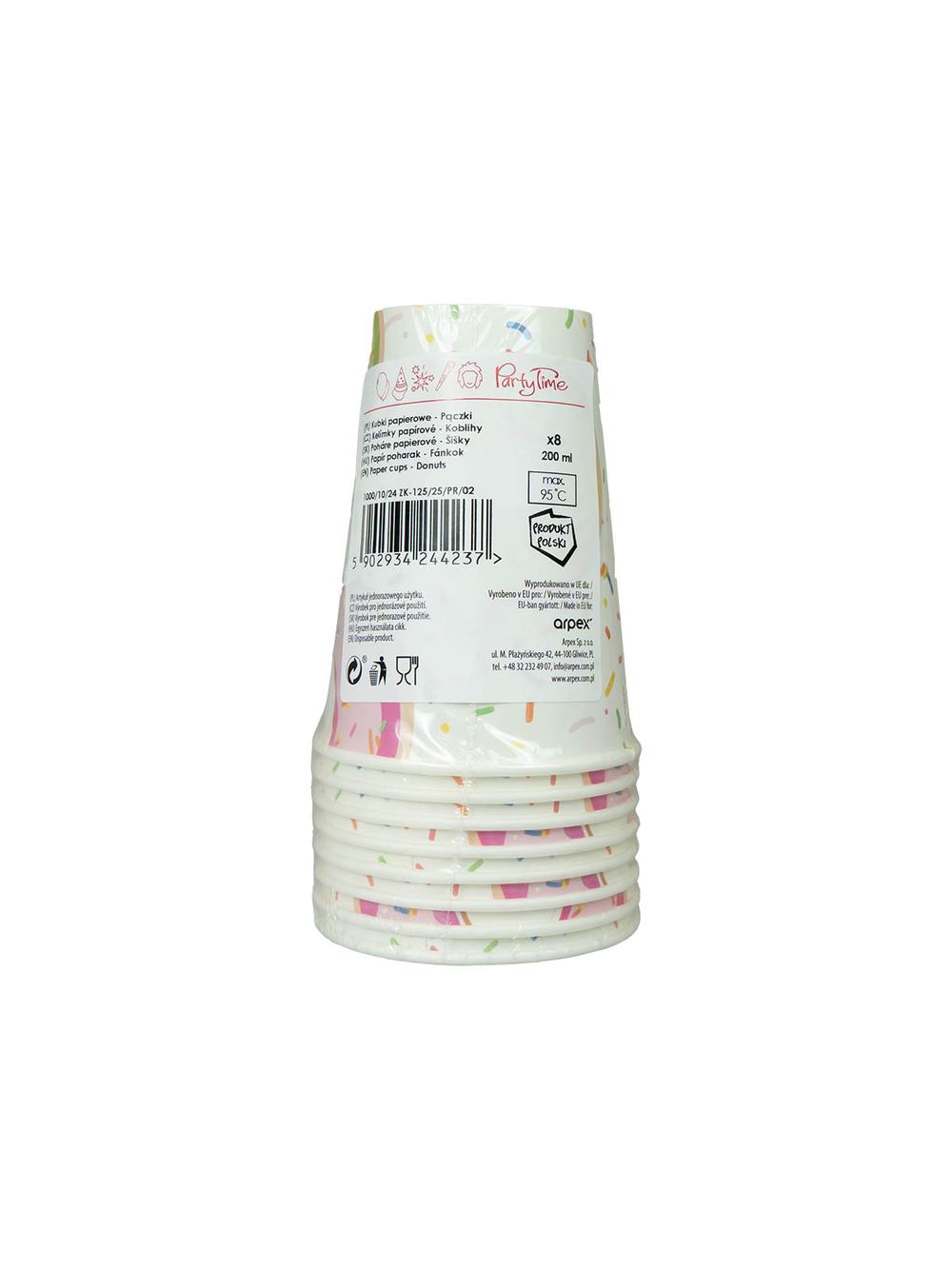 Kubki papierowe - Pączki (8 szt.)