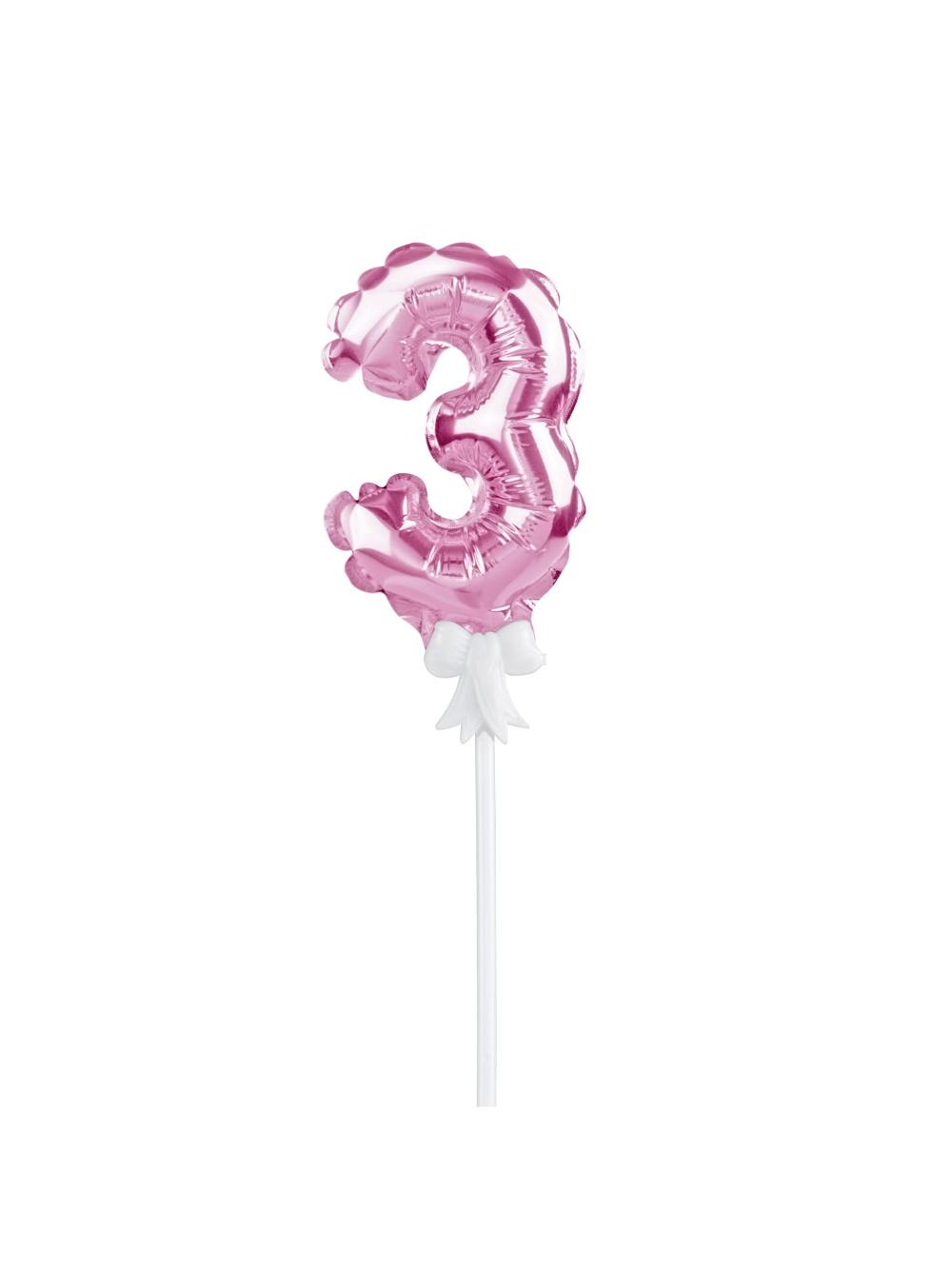 Balon foliowy na patyczku nr 3 różowy