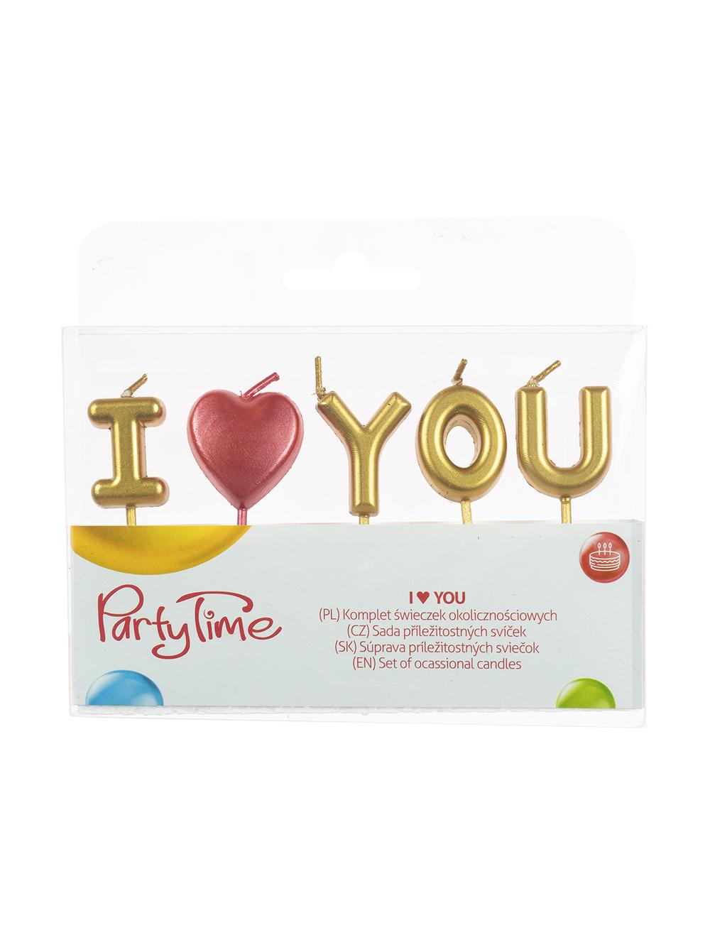 Zestaw świeczek okolicznościowych I LOVE YOU (5 szt.)
