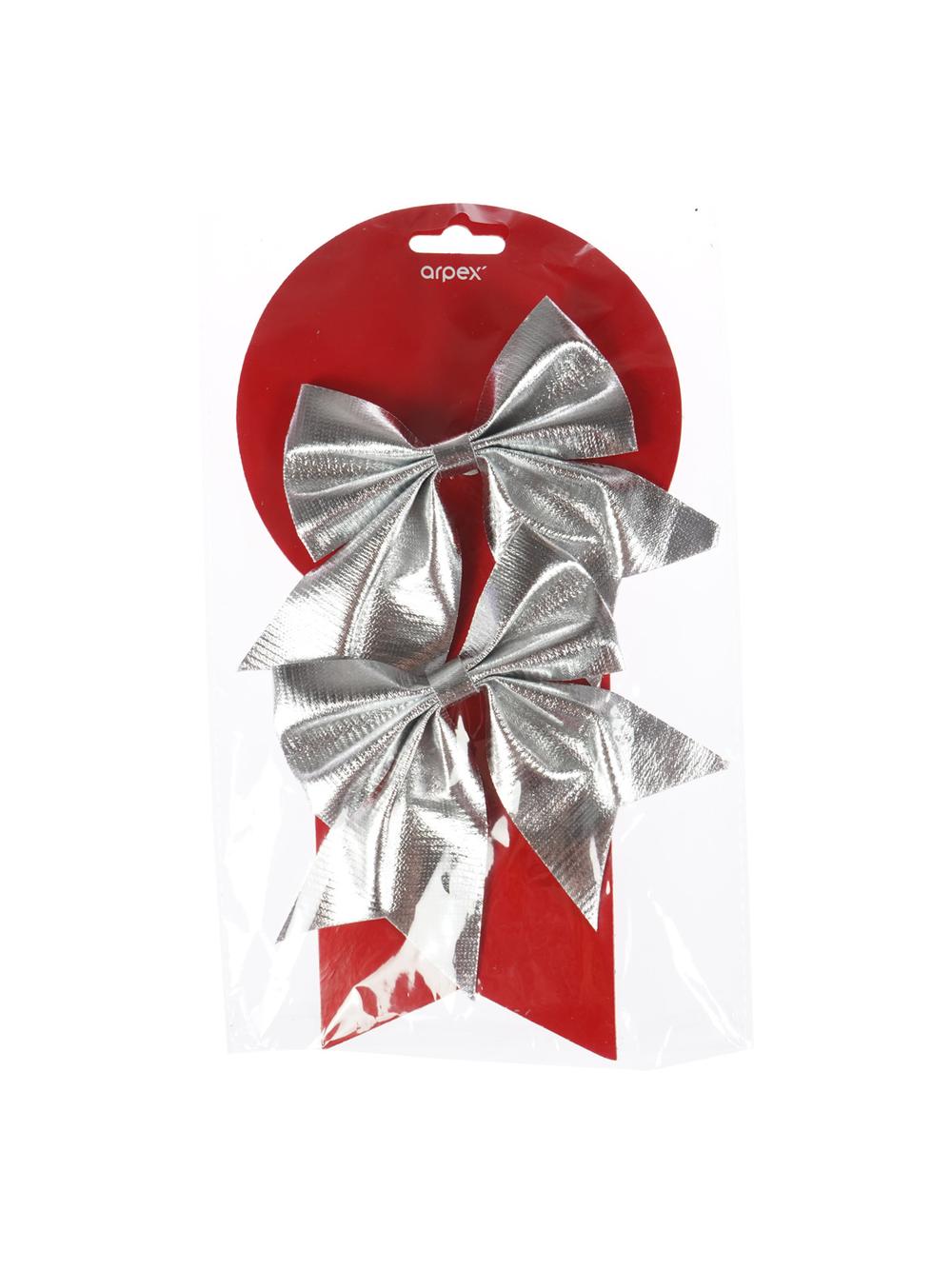 Zestaw kokard metalizowanych srebrnych (2 szt.)