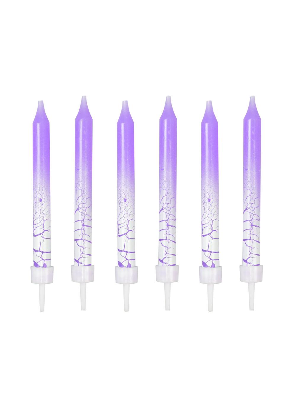 Świeczki urodzinowe z efektem spękania (6 szt.) fioletowe