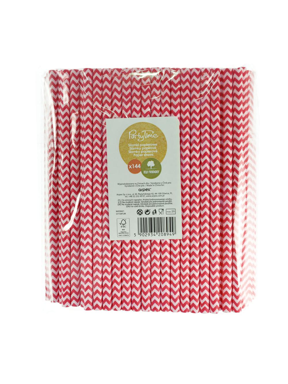 Słomki papierowe shake 8 mm różowe (144 szt.) - FSC Mix Credit