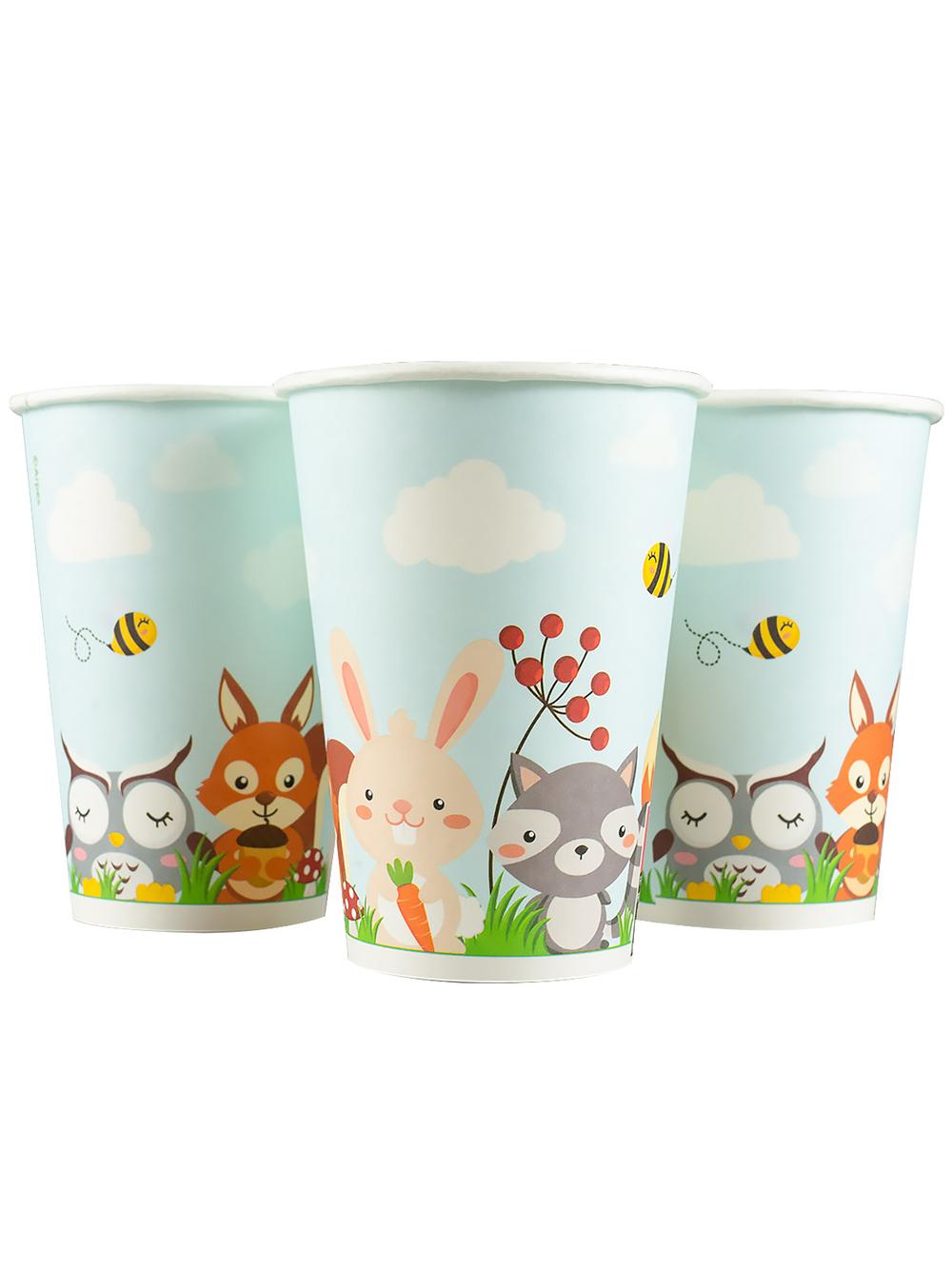 Kubki papierowe - Leśne zwierzątka (8 szt.)