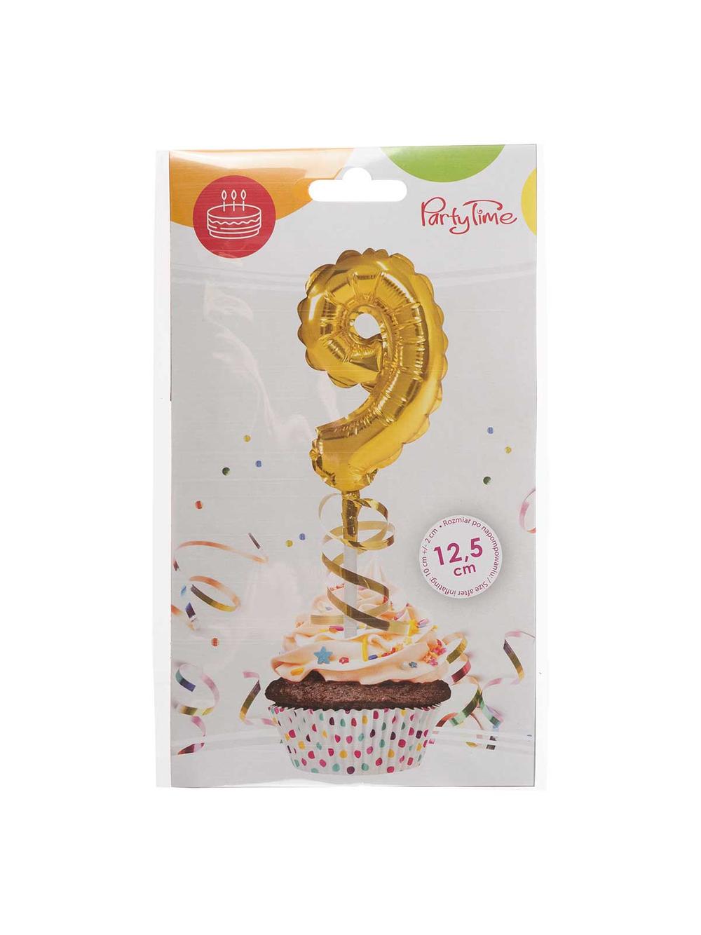 Balon foliowy na patyczku nr 9 złoty