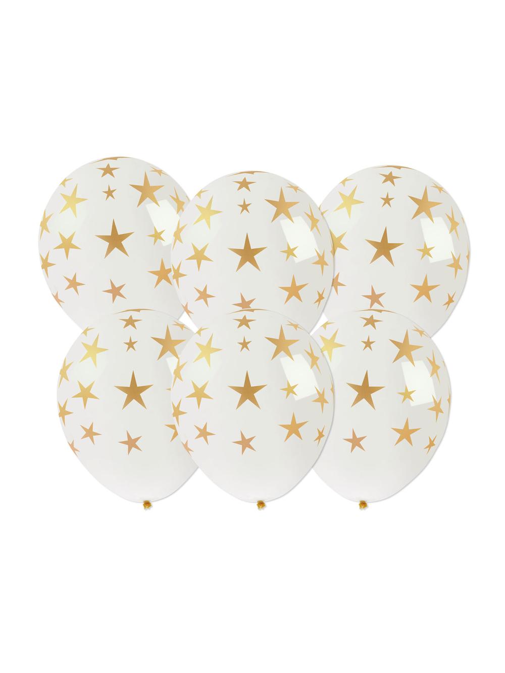Balony ze złotym nadrukiem gwiazdki (6 szt.)
