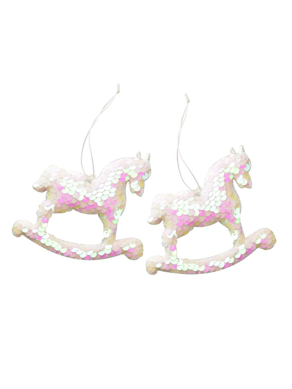 Zestaw cekinowych koników na biegunach (2 szt.)