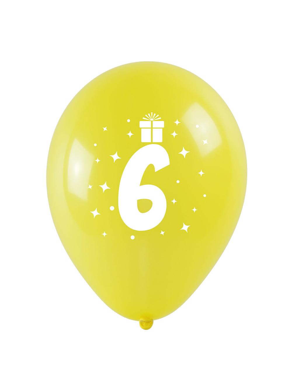 Balony z nadrukiem cyferki - 6 (3 szt.)