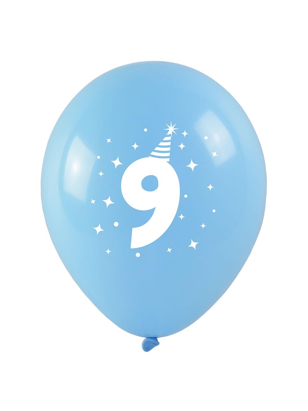 Balony z nadrukiem cyferki - 9 (3 szt.)