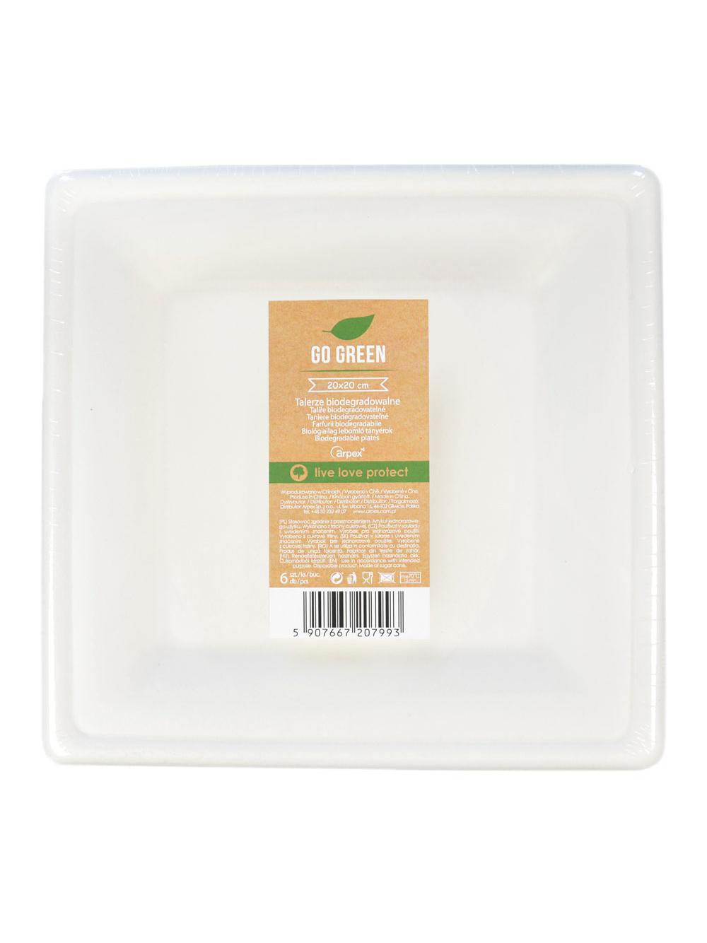 Talerze 20x20 cm - trzcina cukrowa (6 szt.)