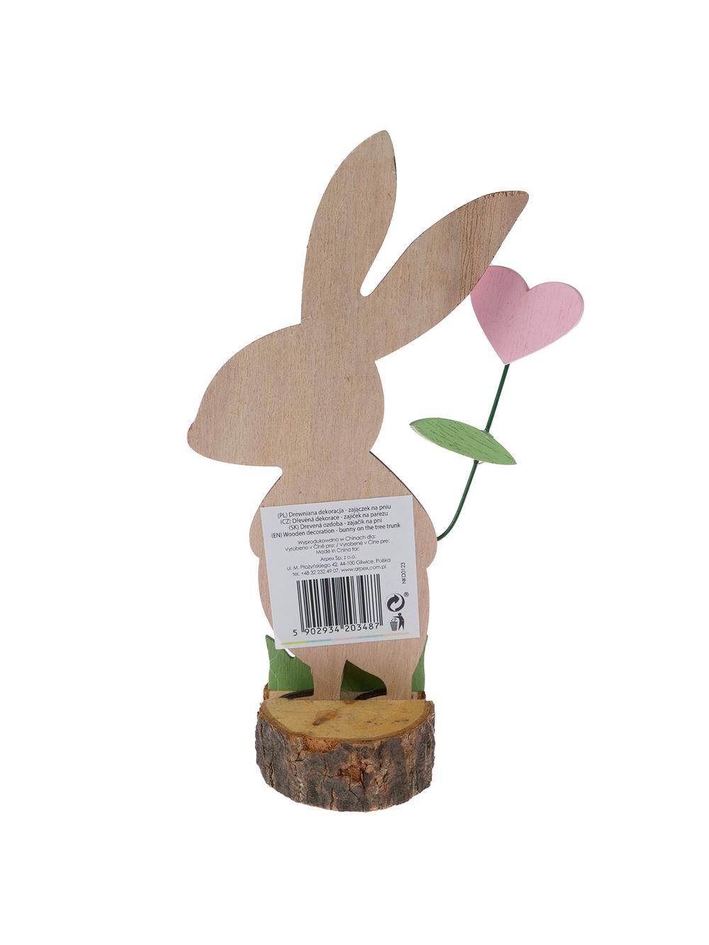 Drewniana dekoracja - zajączek na pniu