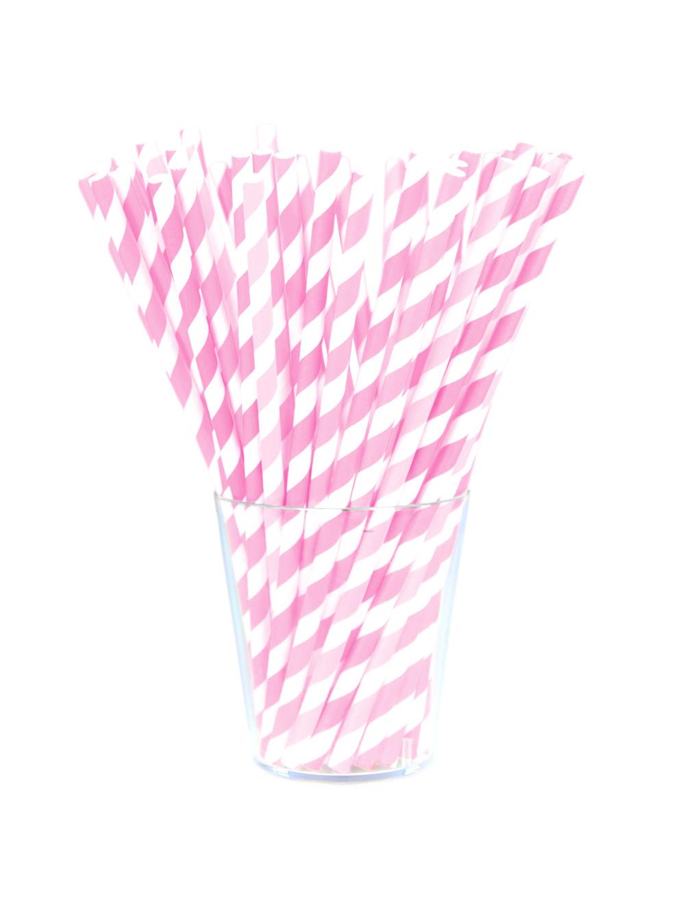 Słomki papierowe - paski różowe (144 szt.) - FSC Mix Credit