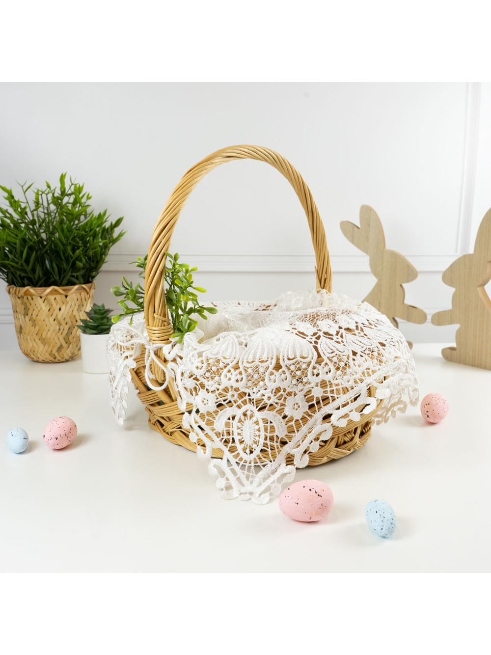 Ażurowa serweta na koszyczek (kwadratowa) - z tasiemkami do wiązania