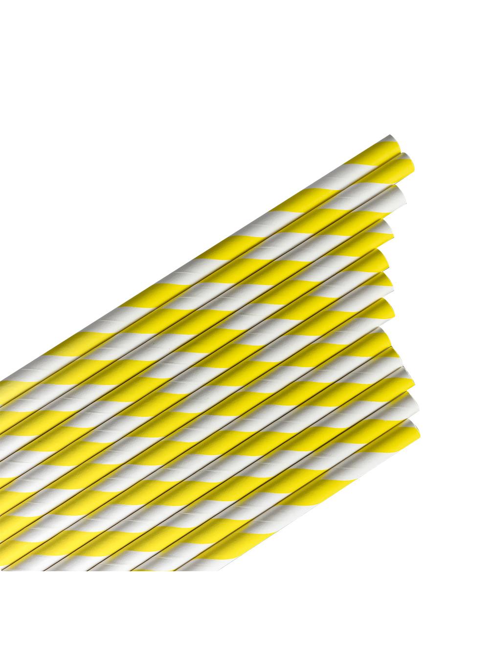 Słomki papierowe - paski żółte (12 szt.) - FSC Mix Credit