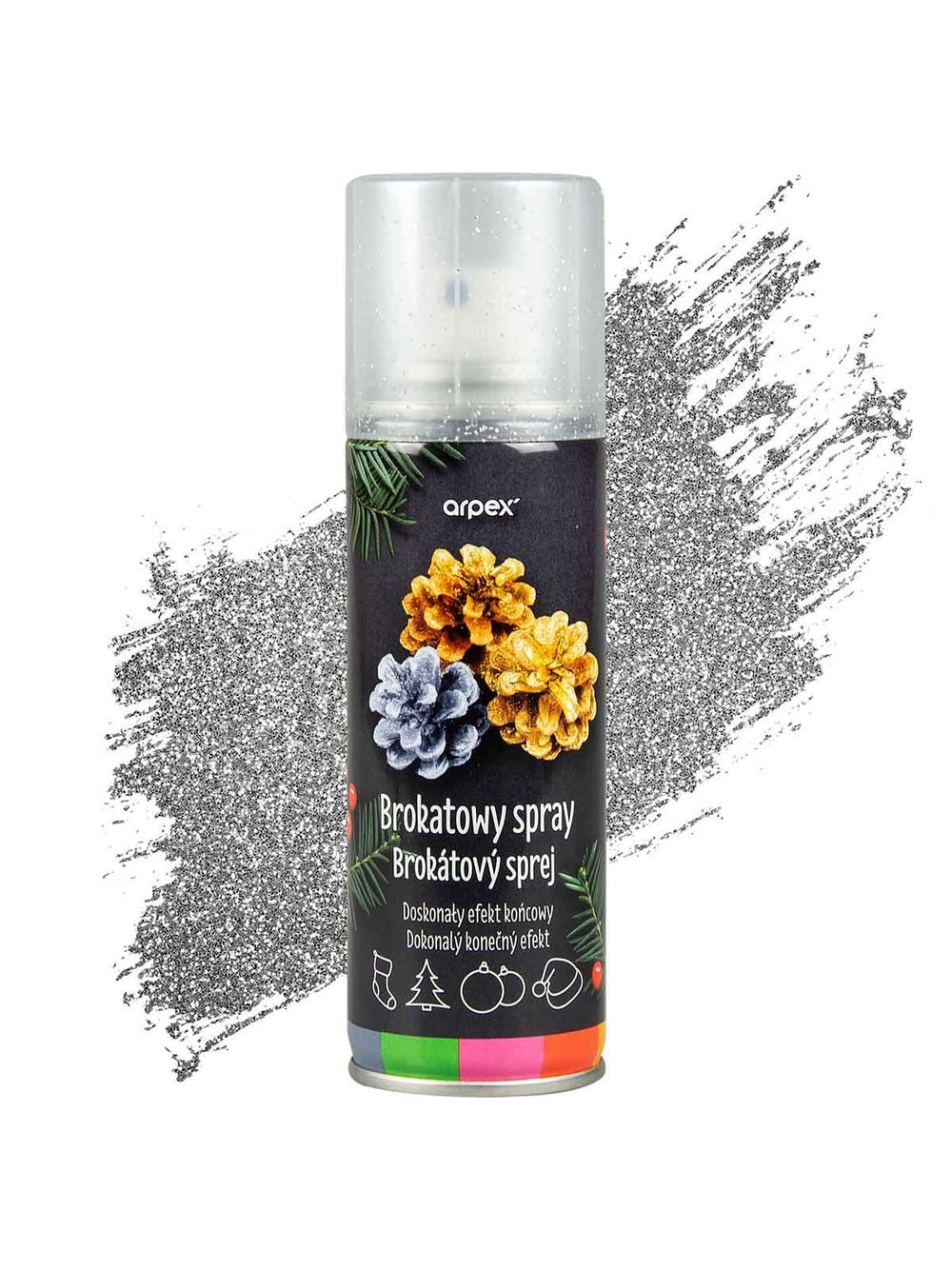 Brokatowy spray dekoracyjny srebrny