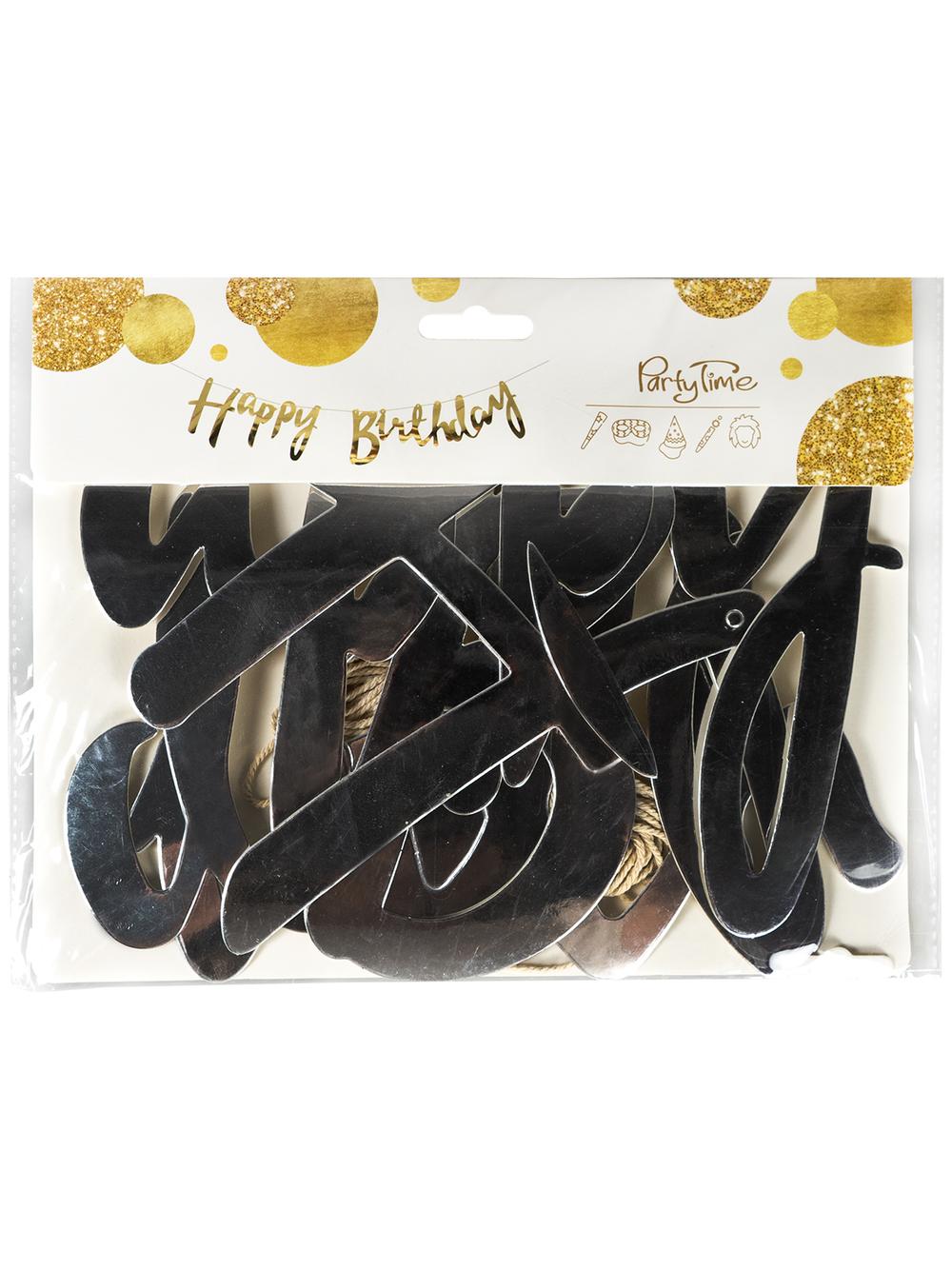 Girlanda Happy Birthday srebrna