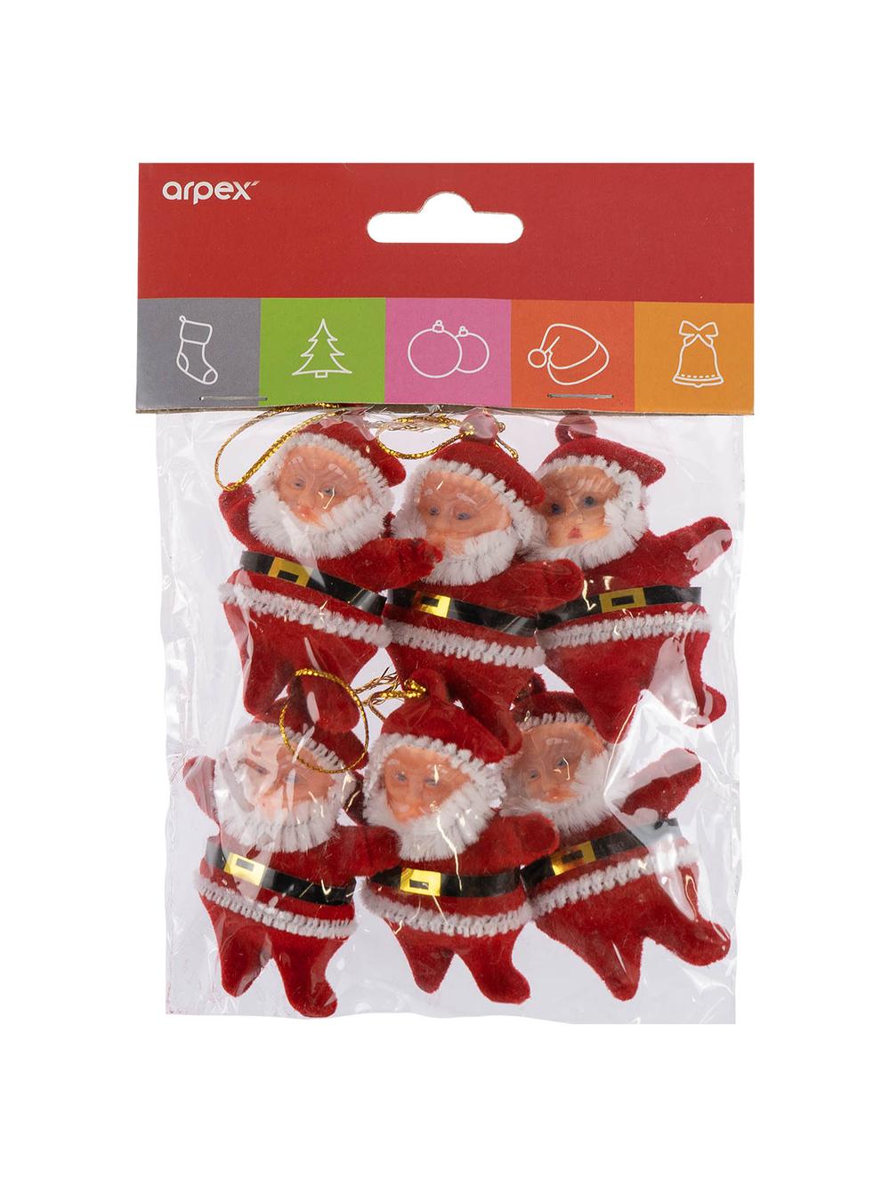 Mikołaje wiszące (6 szt.) czerwone