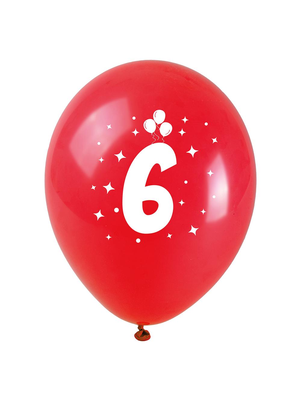 Balony z nadrukiem cyferki - 6 (3 szt.)