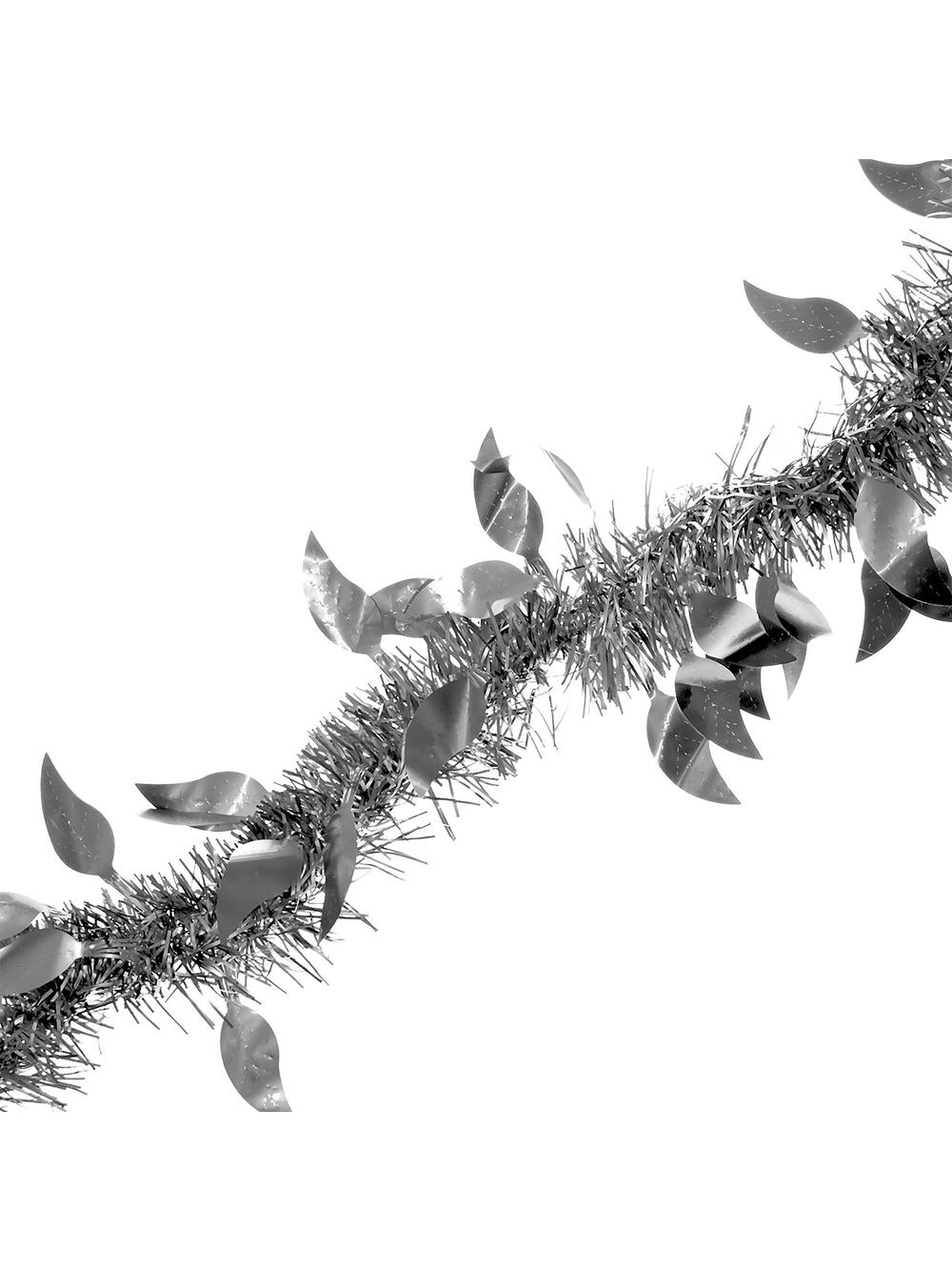 Łańcuch dekoracyjny matowy - listki srebrny