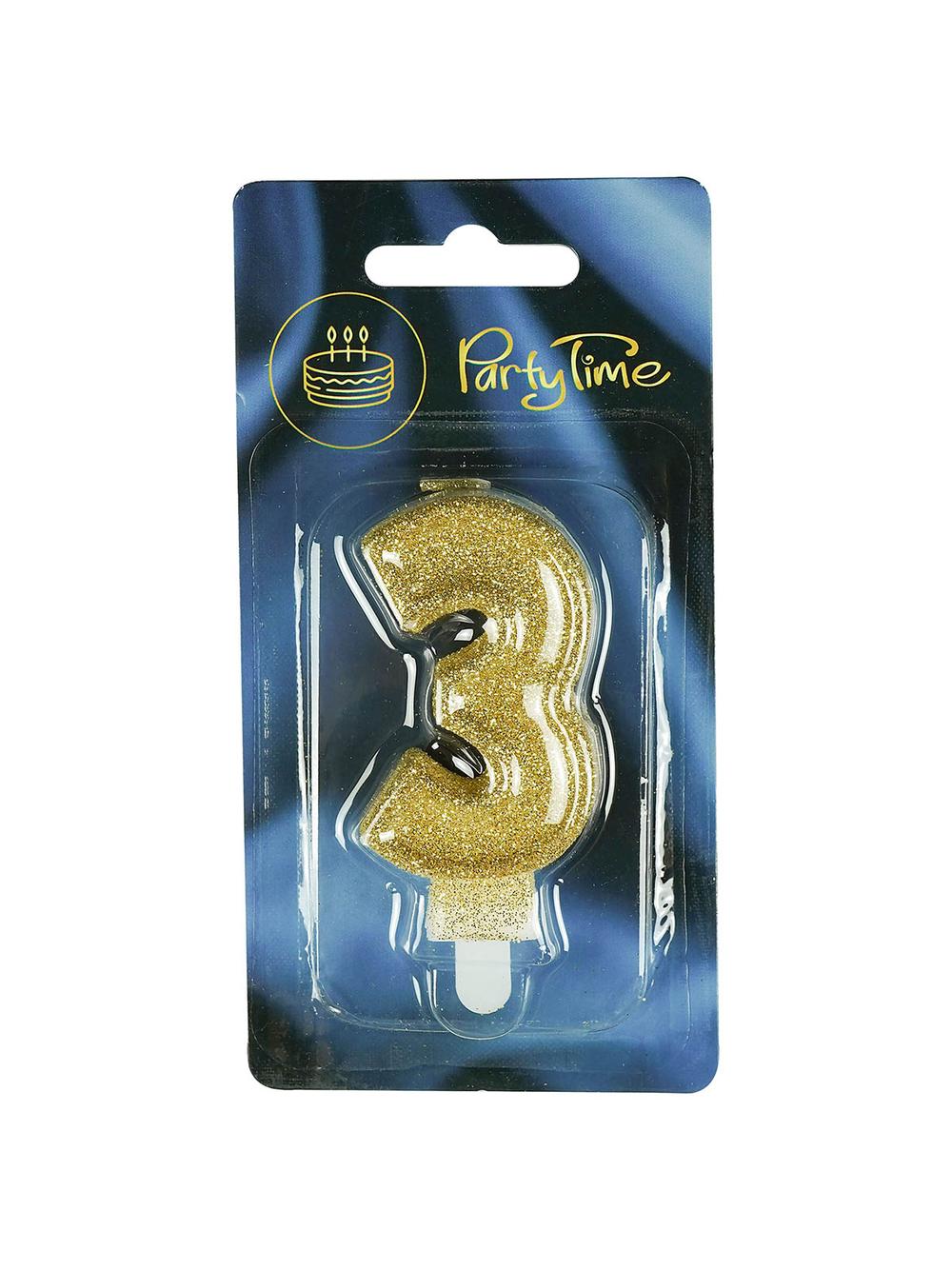 Świeczka cyferka premium nr 3 złota