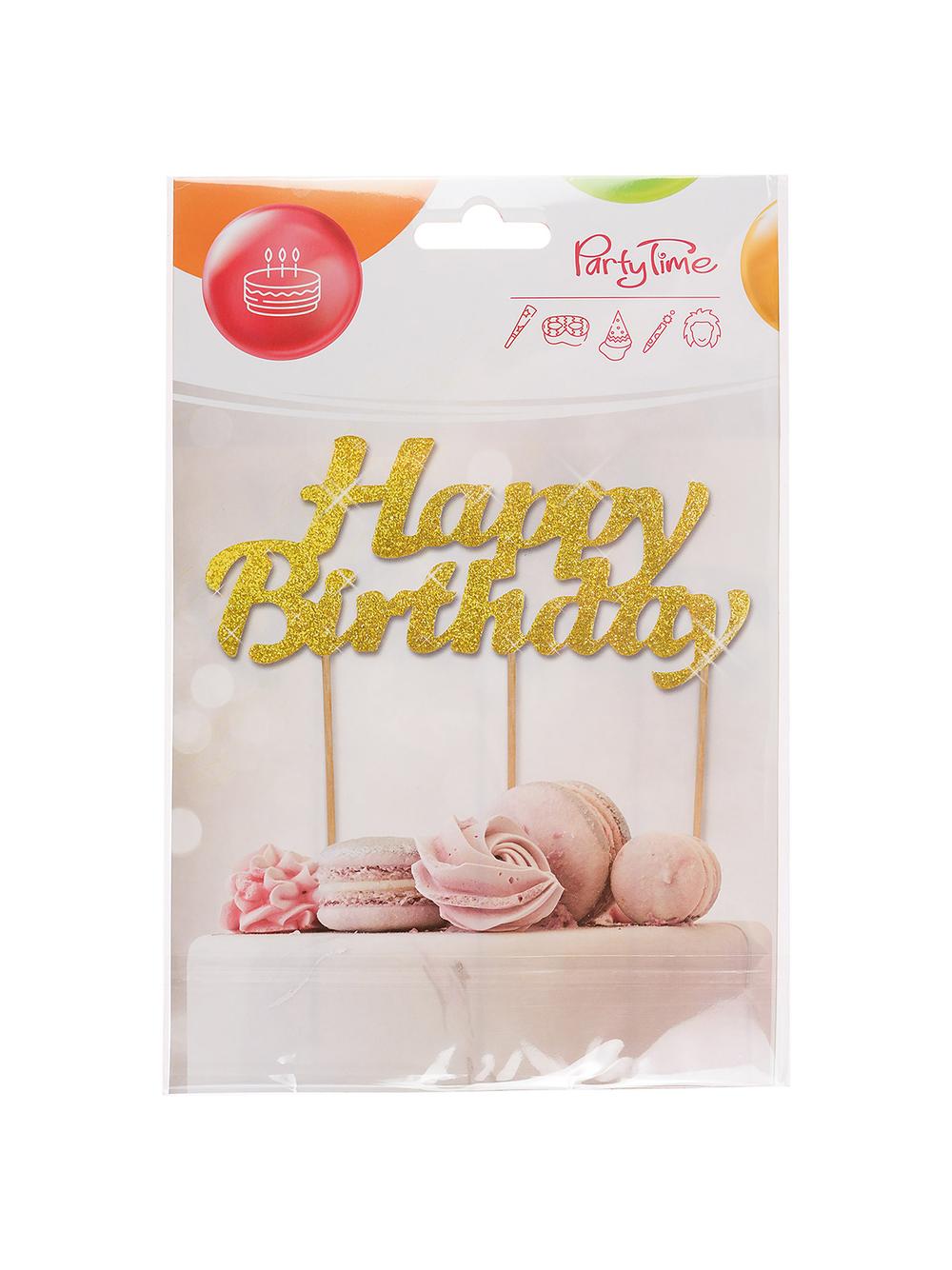 Dekoracja tortu Happy Birthday złota - FSC Mix Credit