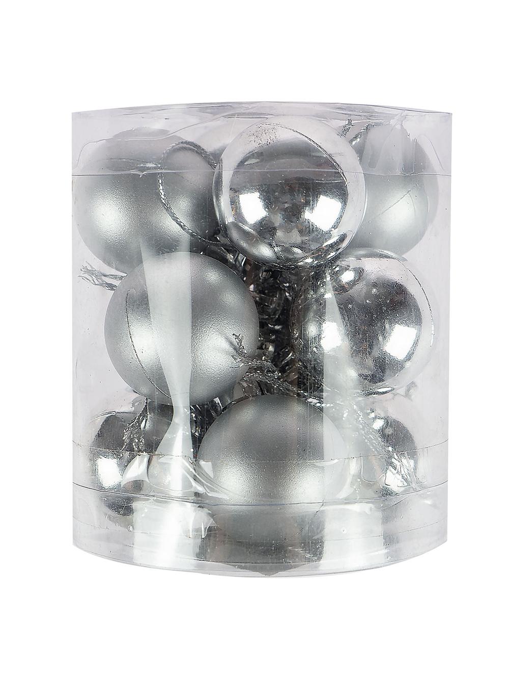 Bombki nietłukące w tubie 3 cm (12 szt.) srebrne