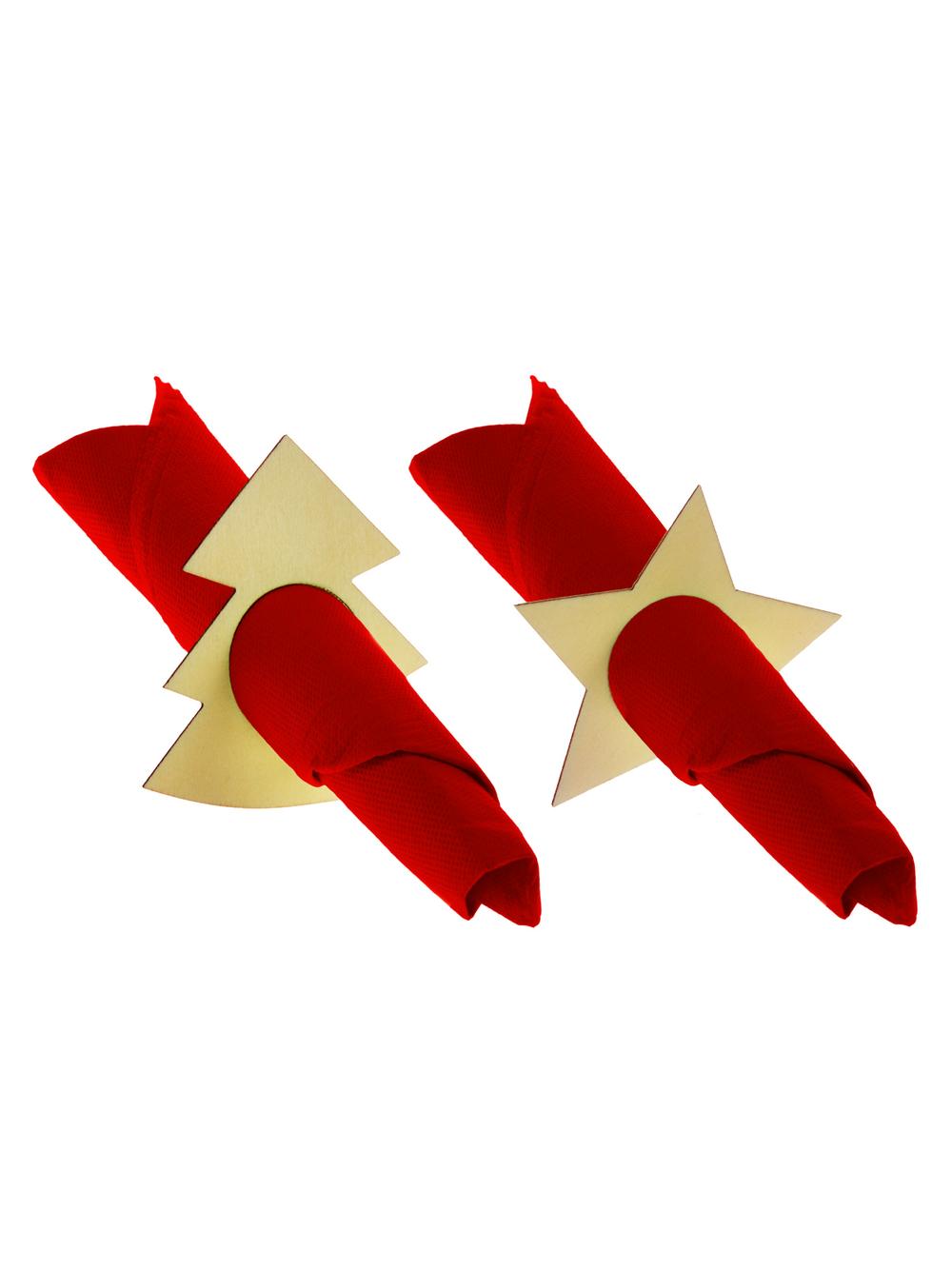 Świąteczne obrączki na serwetki - choinki/ gwiazdki (4 szt.)