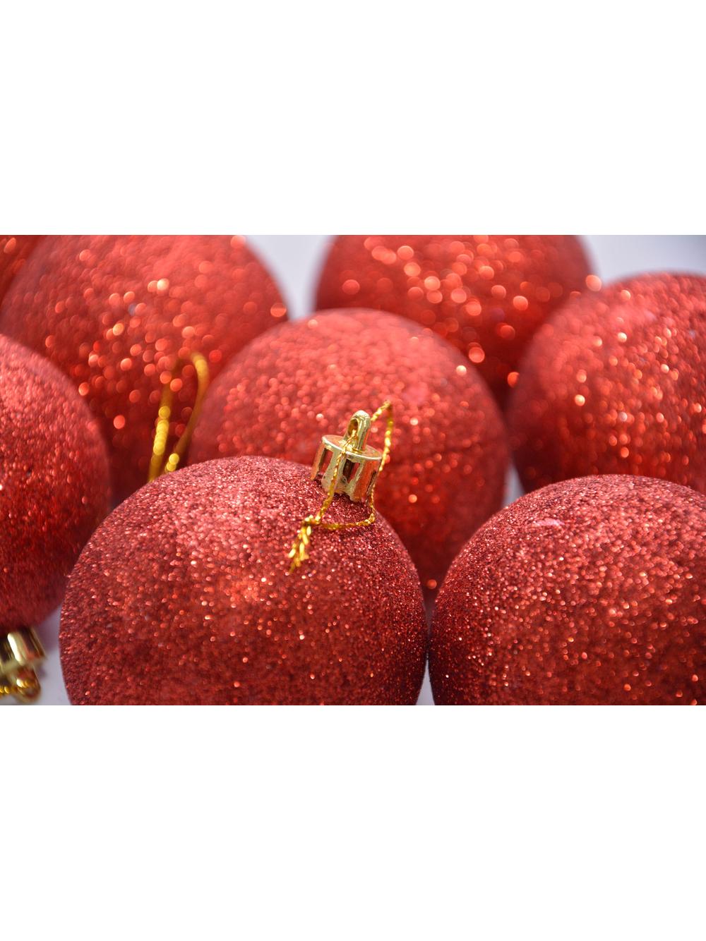 Bombki brokatowe pudełko (8 szt.) czerwone