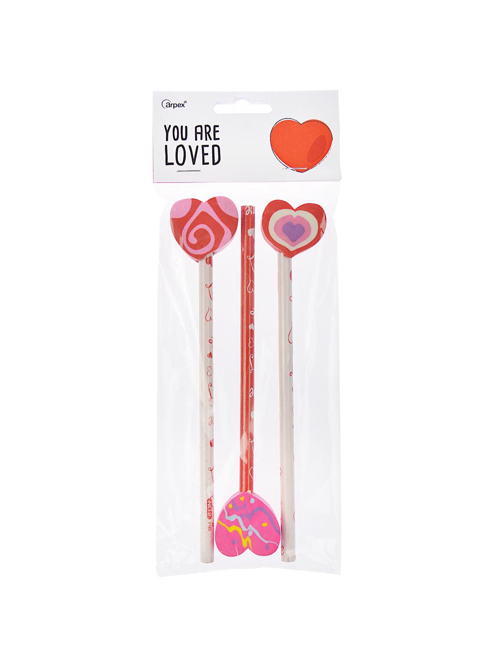 Walentynkowy ołówek z gumką (3 szt.)