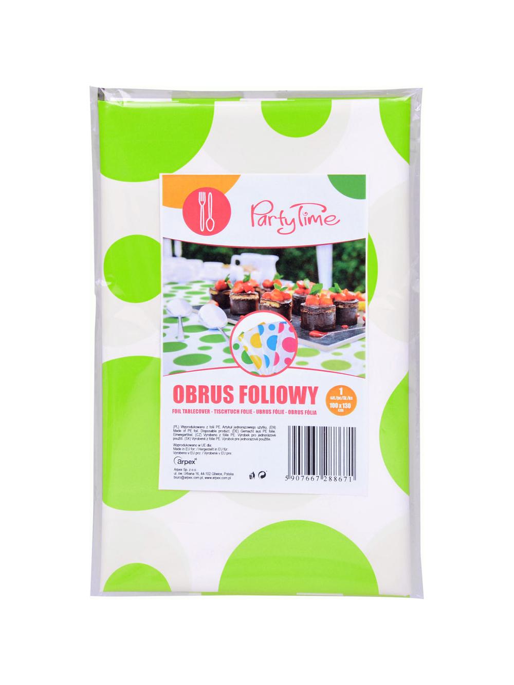 Obrus folia w grochy limonkowy