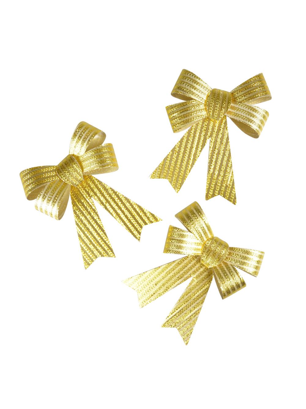 Zestaw kokard dekoracyjnych - prążki (3 szt.) złotych